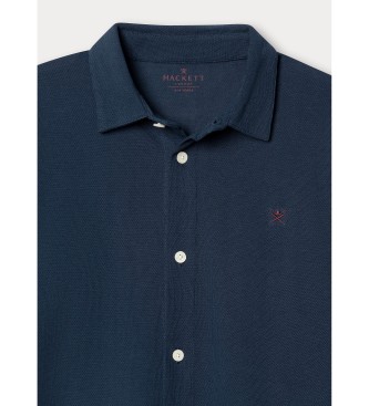 Hackett London Polo de manga longa Pique azul-marinho