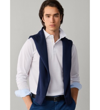 Hackett London polo piqué manica lunga fit classico bianco