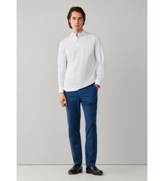 Hackett London polo piqué manica lunga fit classico bianco