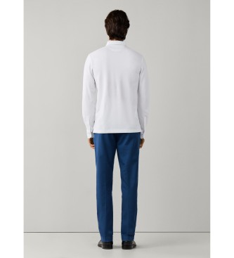 Hackett London polo piqué manica lunga fit classico bianco