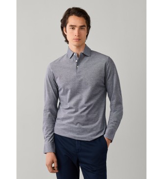 Hackett London polo piqué manica lunga fit classico grigio