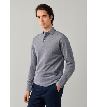 Hackett London polo piqué manica lunga fit classico grigio
