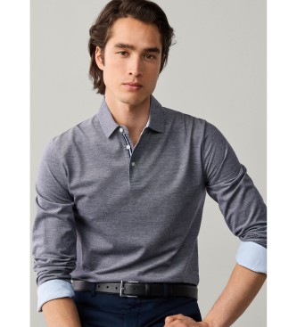 Hackett London polo piqué manica lunga fit classico grigio