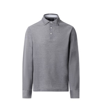 Hackett London polo piqué manica lunga fit classico grigio