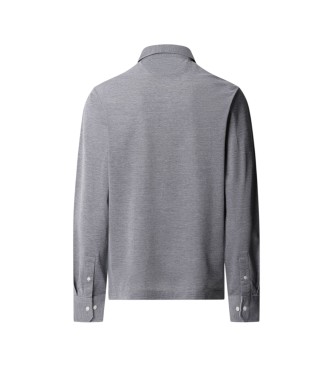 Hackett London polo piqué manica lunga fit classico grigio