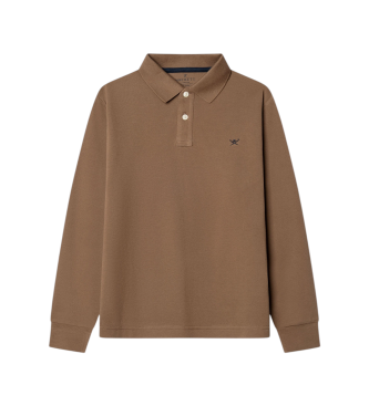 Hackett London Polo de manga comprida Small Logo castanho
