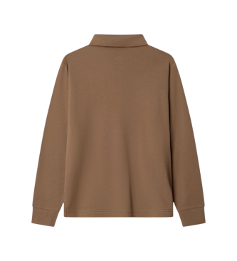Hackett London Polo de manga comprida Small Logo castanho