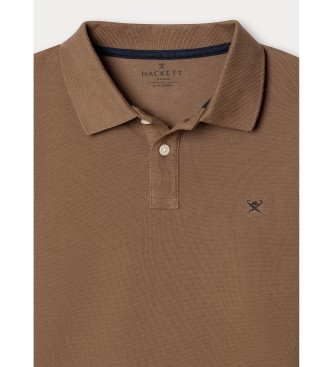 Hackett London Polo de manga comprida Small Logo castanho