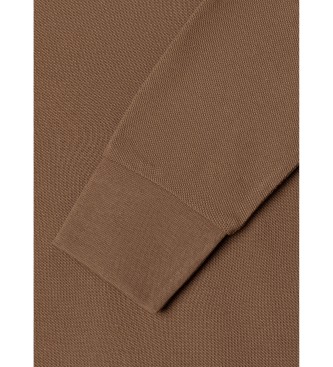 Hackett London Polo de manga comprida Small Logo castanho