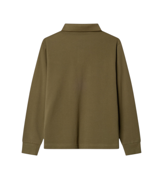 Hackett London Polo de manga longa Small Logo verde-oliva