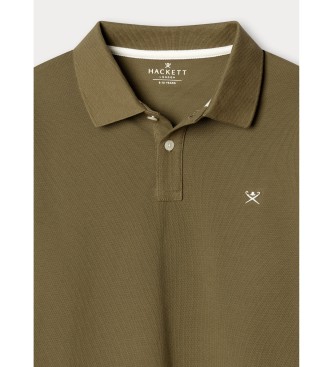 Hackett London Polo de manga longa Small Logo verde-oliva
