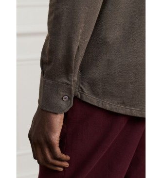 Hackett London Polo à manches longues Cash vert olive