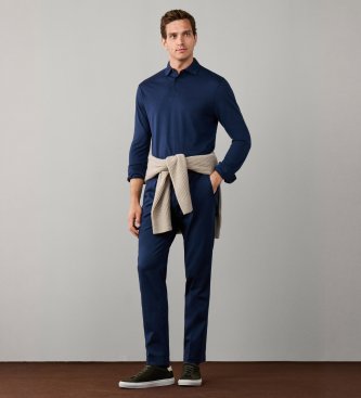 Hackett London Polo a maniche lunghe Piqué blu navy