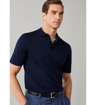 Hackett London Polo misto lana merino e seta fit classico blu navy