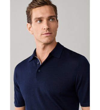 Hackett London Polo misto lana merino e seta fit classico blu navy