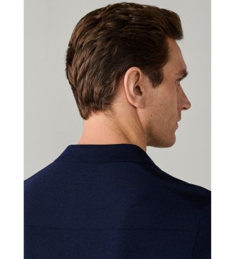 Hackett London Polo misto lana merino e seta fit classico blu navy