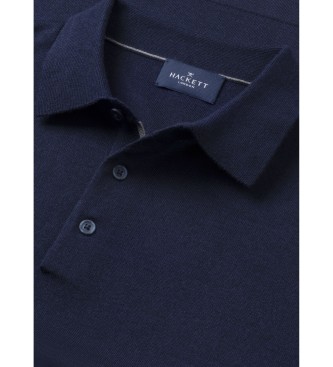 Hackett London Polo misto lana merino e seta fit classico blu navy