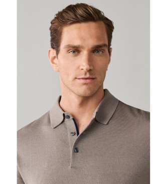 Hackett London Polo misto lana merino e seta fit classico beige