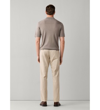 Hackett London Polo misto lana merino e seta fit classico beige