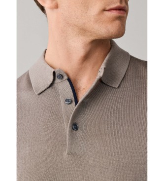 Hackett London Polo misto lana merino e seta fit classico beige