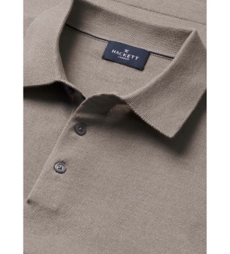 Hackett London Polo misto lana merino e seta fit classico beige