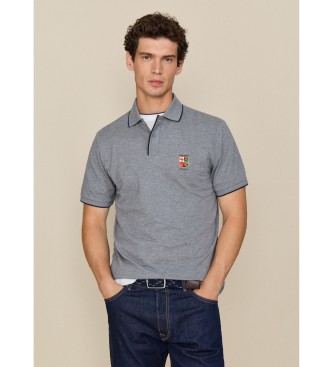 Hackett London Szara koszulka polo z ma?ym logo Lrc