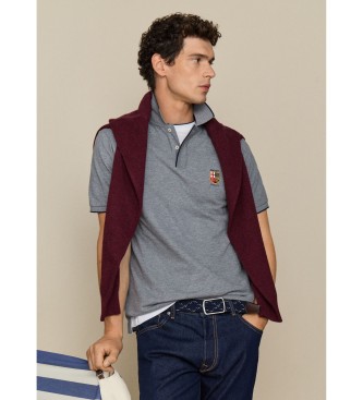 Hackett London Szara koszulka polo z ma?ym logo Lrc