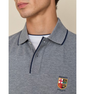 Hackett London Szara koszulka polo z ma?ym logo Lrc
