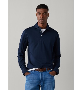 Hackett London Koszulka polo z d?ugim r?kawem Pima granatowa