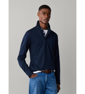 Hackett London Koszulka polo z d?ugim r?kawem Pima granatowa