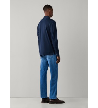 Hackett London Koszulka polo z d?ugim r?kawem Pima granatowa