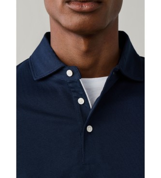 Hackett London Koszulka polo z d?ugim r?kawem Pima granatowa