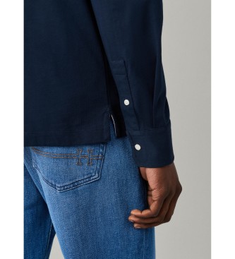 Hackett London Koszulka polo z d?ugim r?kawem Pima granatowa
