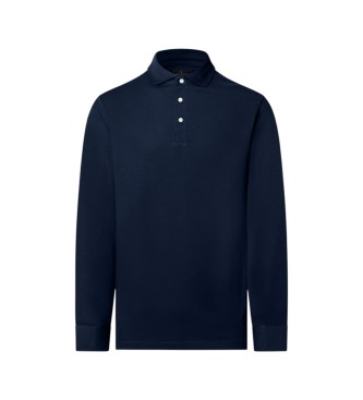 Hackett London Koszulka polo z d?ugim r?kawem Pima granatowa