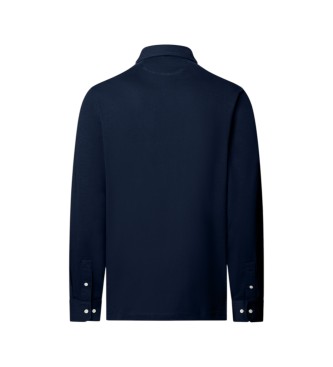 Hackett London Koszulka polo z d?ugim r?kawem Pima granatowa