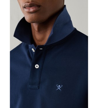 Hackett London Koszulka polo Slim Fit z logo, granatowa