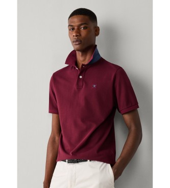 Hackett London Polo Slim Fit Logo bordowe