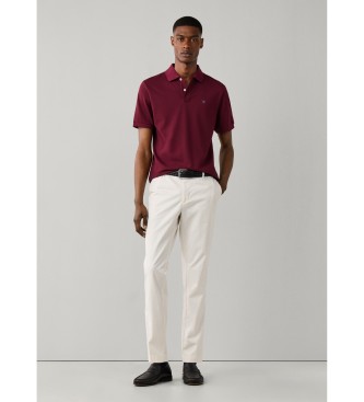 Hackett London Polo Slim Fit Logo bordowe