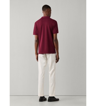 Hackett London Polo Slim Fit Logo bordowe