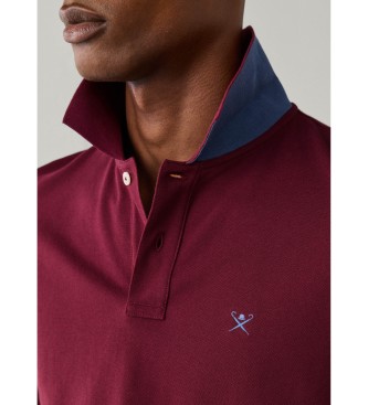 Hackett London Polo Slim Fit Logo bordowe