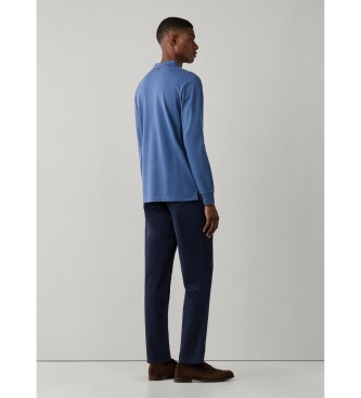 Hackett London Polo Slim Fit Logo de manga larga azul
