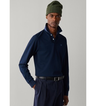 Hackett London Polo Slim Fit con logo a manica lunga blu navy