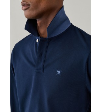Hackett London Polo Slim Fit con logo a manica lunga blu navy
