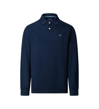 Hackett London Polo Slim Fit con logo a manica lunga blu navy