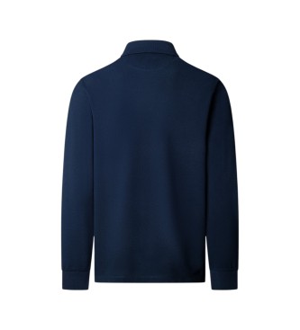 Hackett London Polo Slim Fit con logo a manica lunga blu navy
