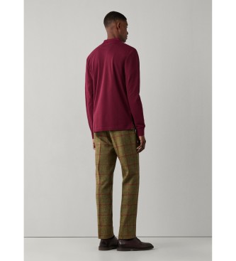 Hackett London Burgundy Slim Fit Logo long-sleeve polo shirt
