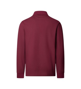 Hackett London Burgundy Slim Fit Logo long-sleeve polo shirt