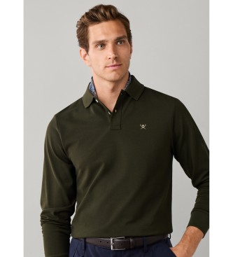 Hackett London Polo Slim Fit Logo a maniche lunghe verde