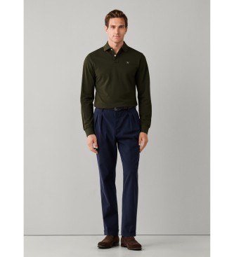 Hackett London Polo Slim Fit Logo a maniche lunghe verde