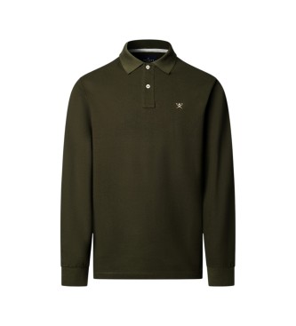Hackett London Polo Slim Fit Logo a maniche lunghe verde